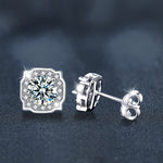 Moissanite & S925 Silver Square Stud Earrings