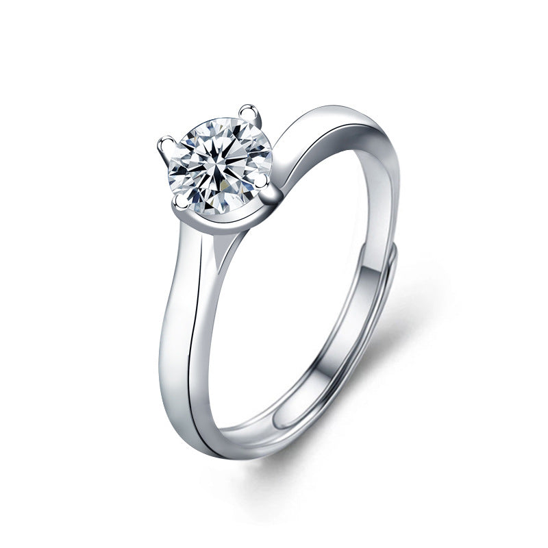 S925 Sterling Silver Moissanite Twist Ring