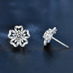 Summer Artistic-Style Moissanite Earrings — Cherry Blossom Studs for Women