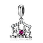S925 Sterling Silver Family House with Four Members Zircon Inlaid Pendant