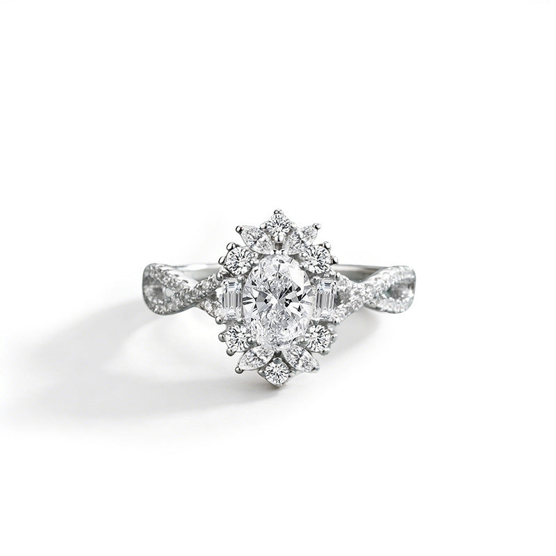 925 Sterling Silver Moissanite Oval Dove Egg Ring