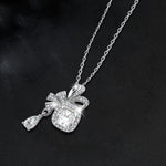 S925 Silver Moissanite Pendant Bow Square Necklace