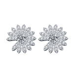 S925 Silver-Post Daisy Flower Stud Earrings with Moissanite
