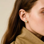 S925 Sterling Silver Heart Stud Earrings with Colorful Cubic Zirconia(Single unit)