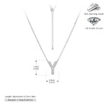 S925 Sterling Silver Simple Zircon Necklace with English Letters