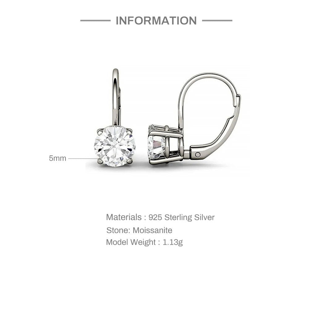 S925 Sterling Silver 1-Carat Moissanite Four-Prong Earrings