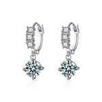 S925 Sterling Silver Moissanite Four-Prong Pendant Earrings