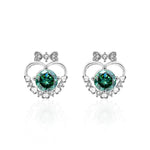 Moissanite and 925 Sterling Silver Heart & Bow Stud Earrings