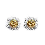 Cute and delicate Christmas moissanite sunflower 925 sterling silver stud earrings