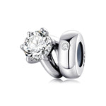 S925 Sterling Silver Simple Ring Zircon Inlaid Bead Pendant