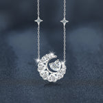 S925 Sterling Silver Moissanite Star Moon Necklace
