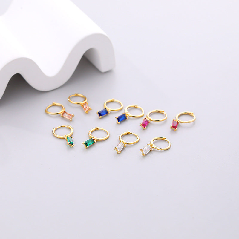 925 Sterling Silver Multicolored Zirconia Earrings
