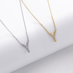 S925 Sterling Silver Simple Zircon Necklace with English Letters