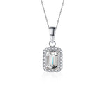 S925 Sterling Silver Moissanite Square Pendant Necklace