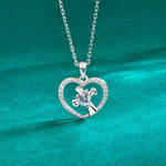 S925 Sterling Silver Moissanite Heart-Shaped Cross Necklace