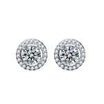Minimalist Round 925 Sterling Silver Moissanite Stud Earrings