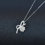 S925 Sterling Silver Bow Moissanite Necklace