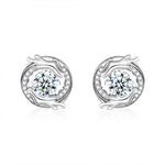 925 Sterling Silver New Chinese Style Zodiac Dragon Moissanite Earrings