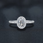 S925 Sterling Silver Oval Moissanite Ring