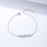 S925 Sterling Silver Zircon Letter Mama Bracelet