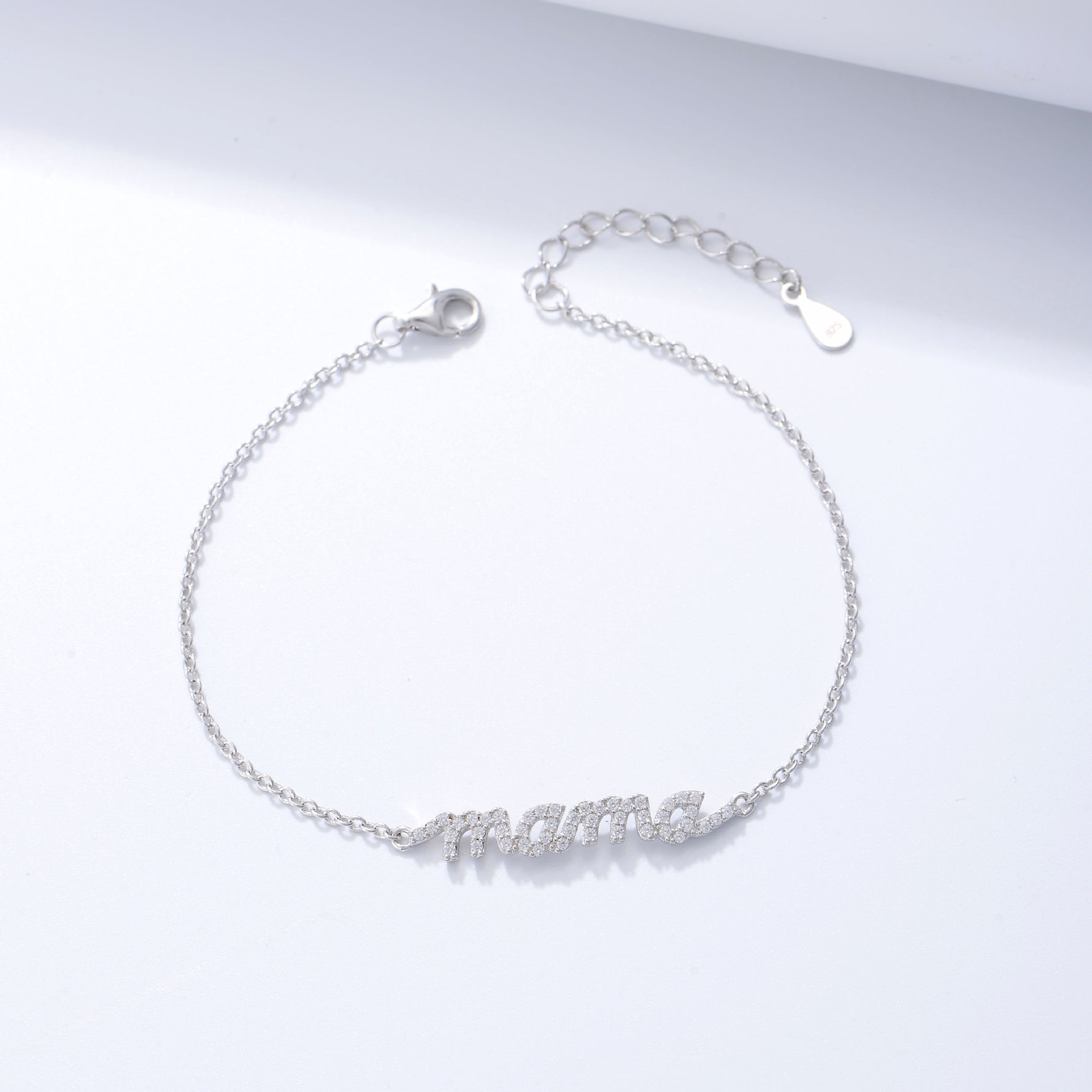 S925 Sterling Silver Zircon Letter Mama Bracelet