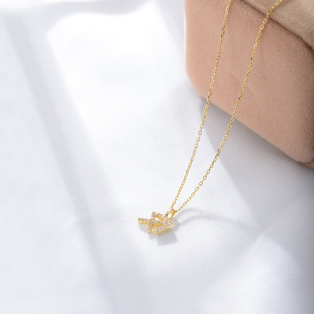 S925 Silver Zircon Inlaid Twelve Constellation Pendant Necklace