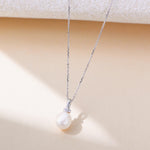 S925 Sterling Silver Fashionable Natural Pearl Zircon Inlaid Necklace