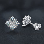 S925 Sterling Silver Moissanite Four-Leaf Clover Stud Earrings