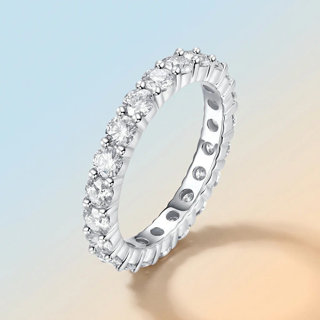 S925 Silver "Shimmering Glimpse" Ring with Lavish Moissanite Setting