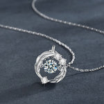 S925 Sterling Silver Feather Moissanite Pendant Necklace