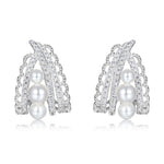 S925 Sterling Silver Vintage Lace Hollow Pearl Earrings