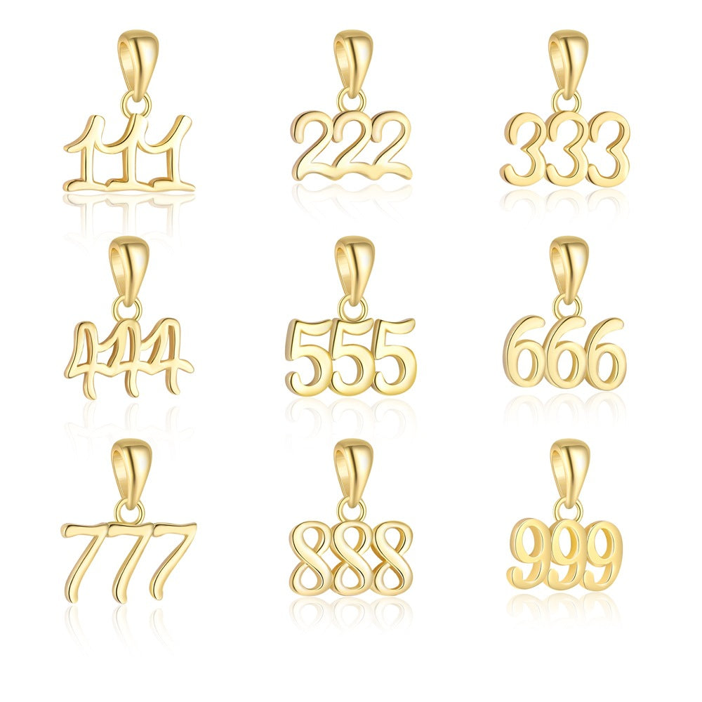 S925 Sterling Silver Number Pendant