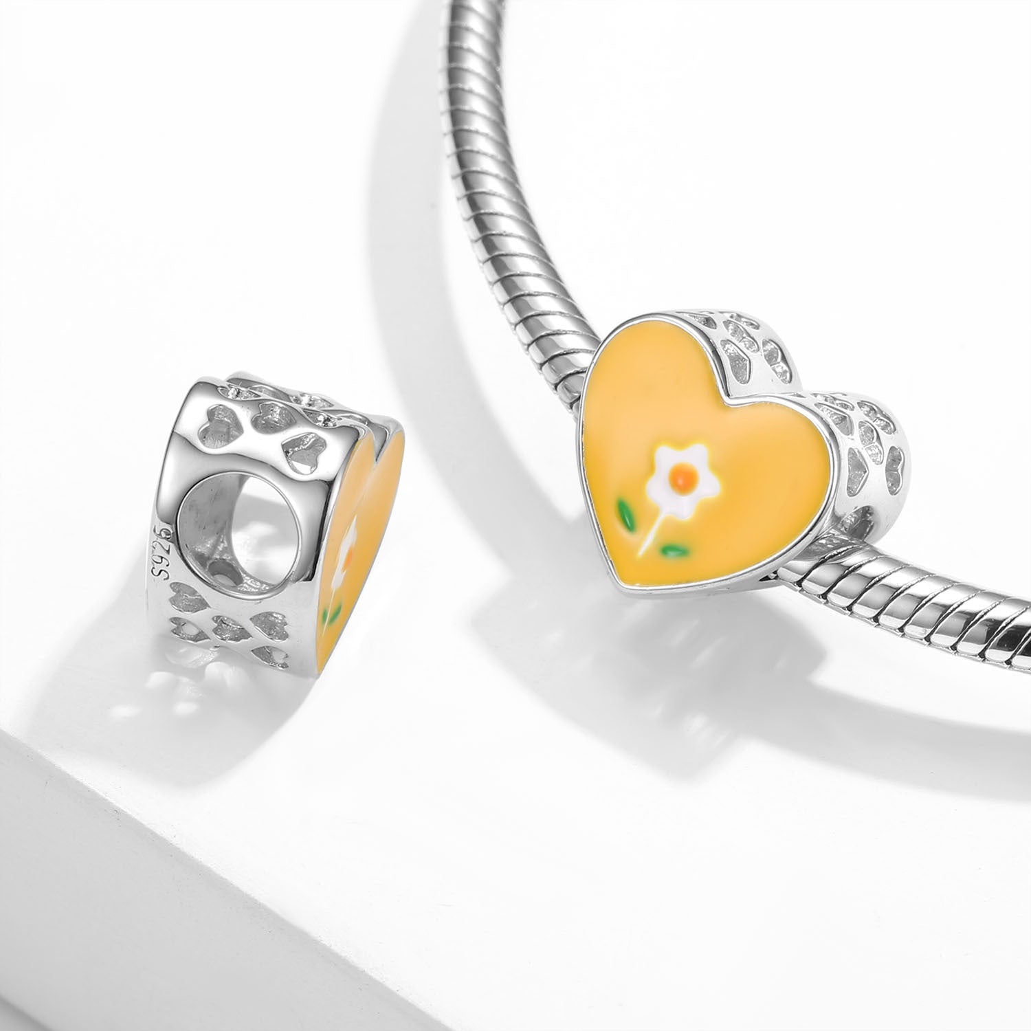 S925 Silver Heart-Shaped Flower Pendant