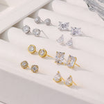S925 sterling silver small stud earrings with zircon