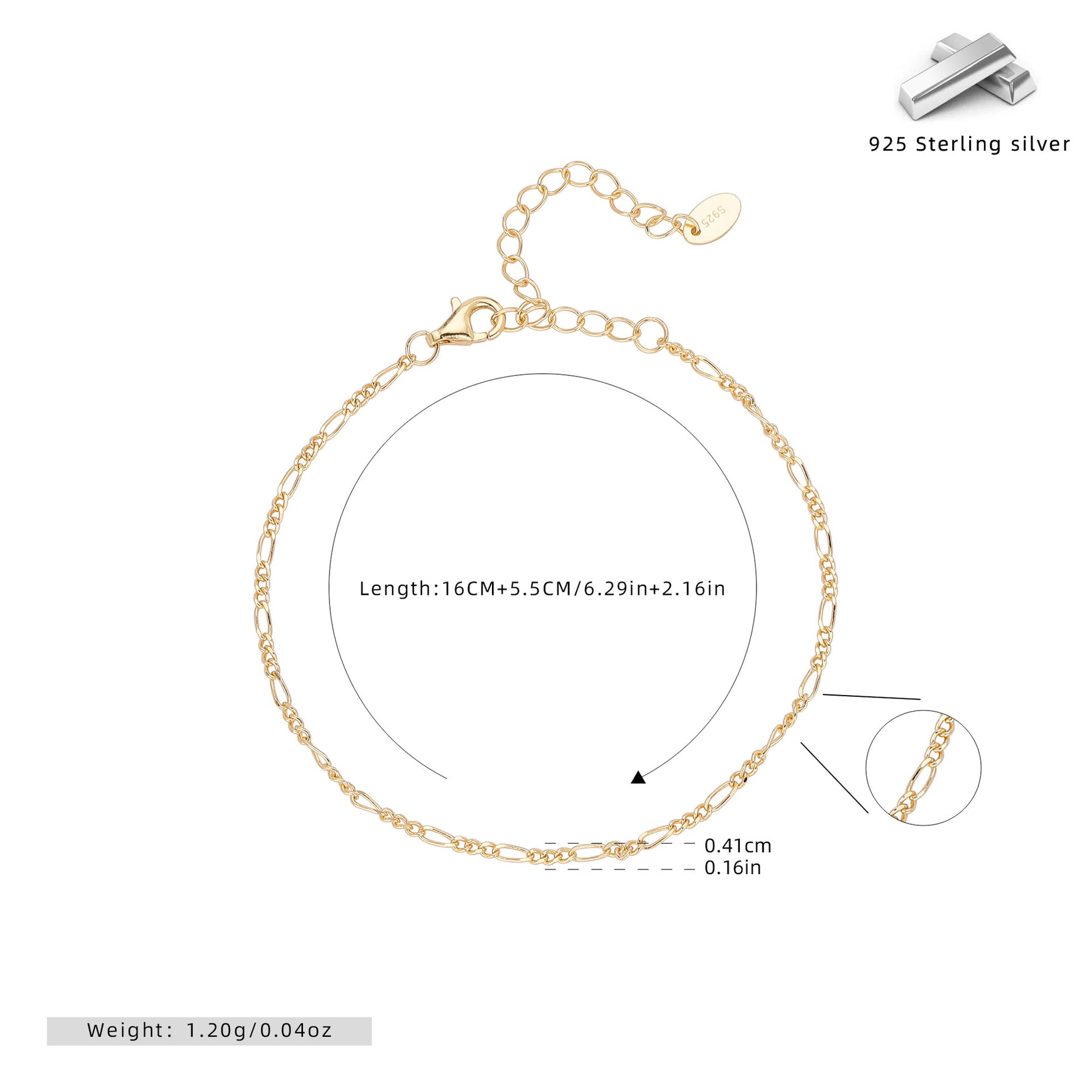 S925 Sterling Silver Diamond-Cut Bracelet