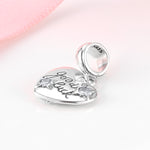 S925 Sterling Silver Heart Shape Engraved Good Luck Pendant with Zircon Inlaid