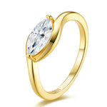 S925 Silver Gold-Tone Moissanite Ring – Office-Chic Style