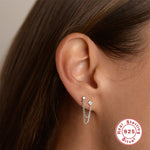S925 Sterling Silver Chain Tassel Earrings with Zirconia Studs