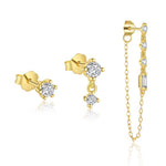 S925 Sterling Silver Zircon Stud Earrings(A pair)