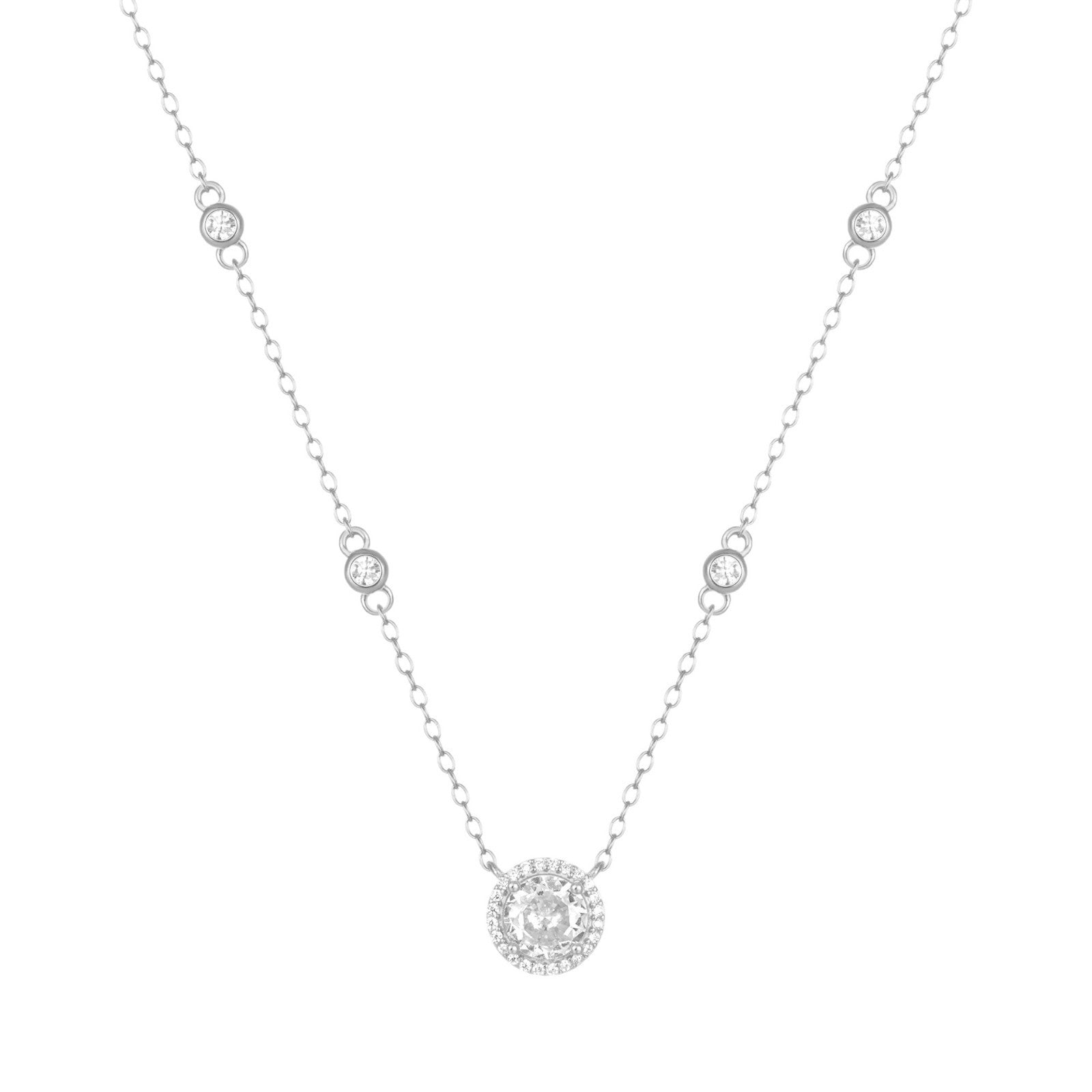 S925 Sterling Silver Necklace with Zircon Star Accents