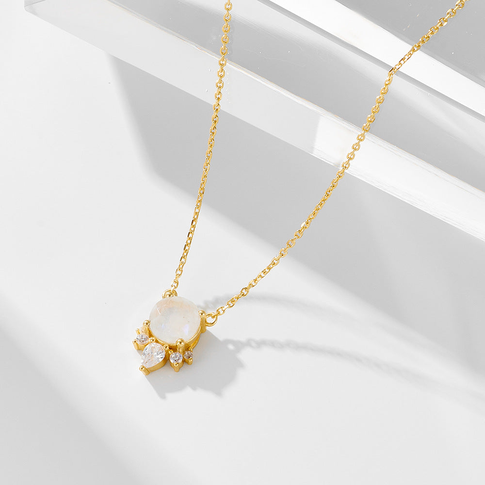 S925 Sterling Silver Natural Moonstone Necklace