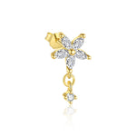 S925 Sterling Silver Petal Stud Earrings with Zirconia(A pair)