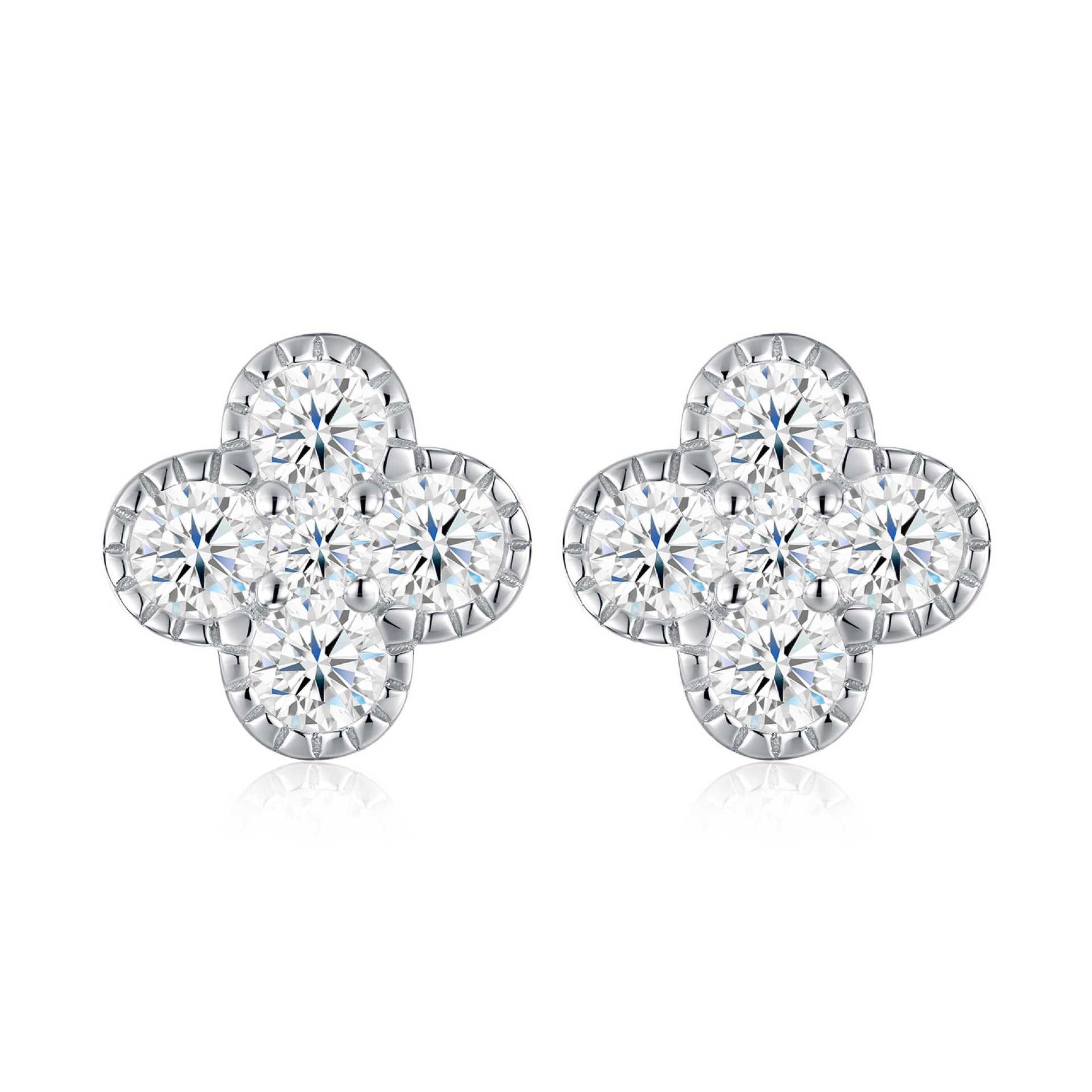 S925 Silver Sweet "Chanel-style" Floral Moissanite Stud Earrings