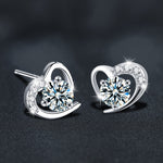 Moissanite S925 sterling silver heart-shaped earrings