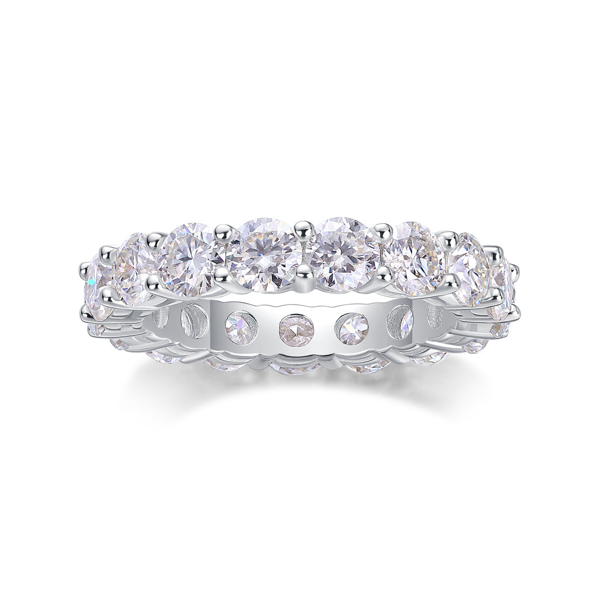S925 silver ring fully set with moissanite