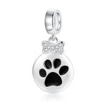 S925 Sterling Silver Cat Paw Bow Shape Zircon Inlaid Pendant