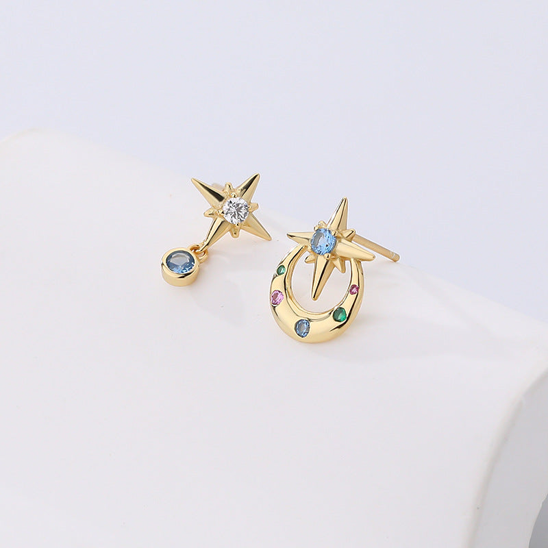 925 Sterling Silver Multicolored Zircon Drop Earrings