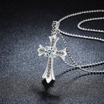 S925 Sterling Silver Moissanite Cross Pendant Necklace