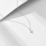 S925 Sterling Silver Zircon Inlaid Cross Necklace