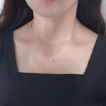 S925 Sterling Silver Zircon Inlaid Starfish Five-Pointed Star Pearl Necklace